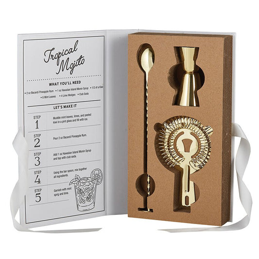 Cardboard Book Set - Gold Barware