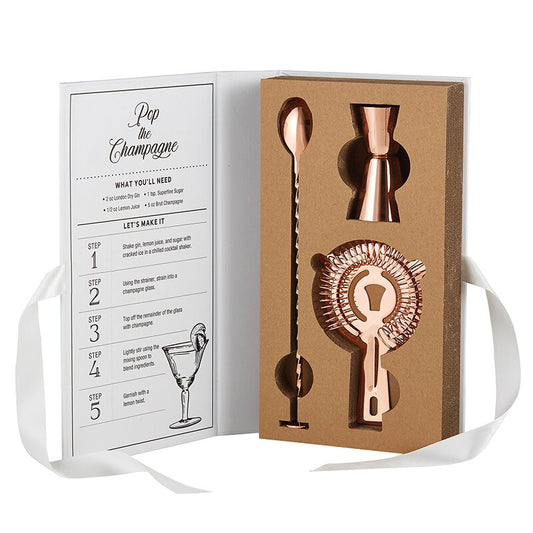 Cardboard Book Set - Rose Gold Barware