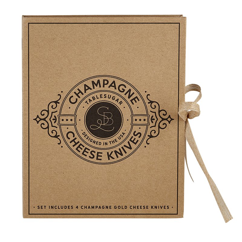 CARDBOARD BOOK SET - CHAMPAGNE GOLD CHEESE KNIVES