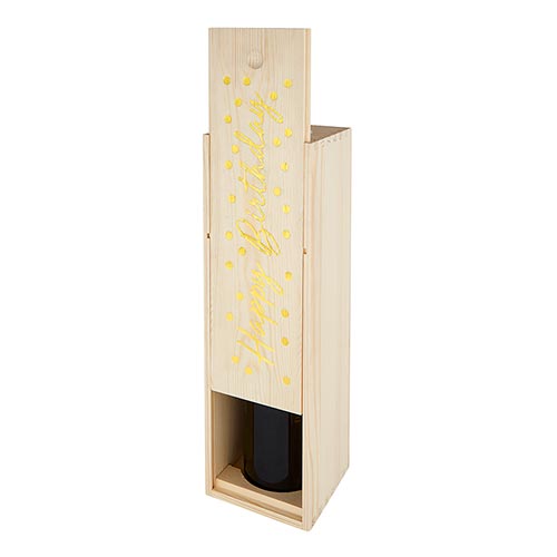 Wood Wine/Champagne Box - Happy Birthday