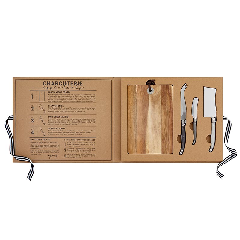 Cardboard Book Box - Acacia Wood Cheese Board with Knives