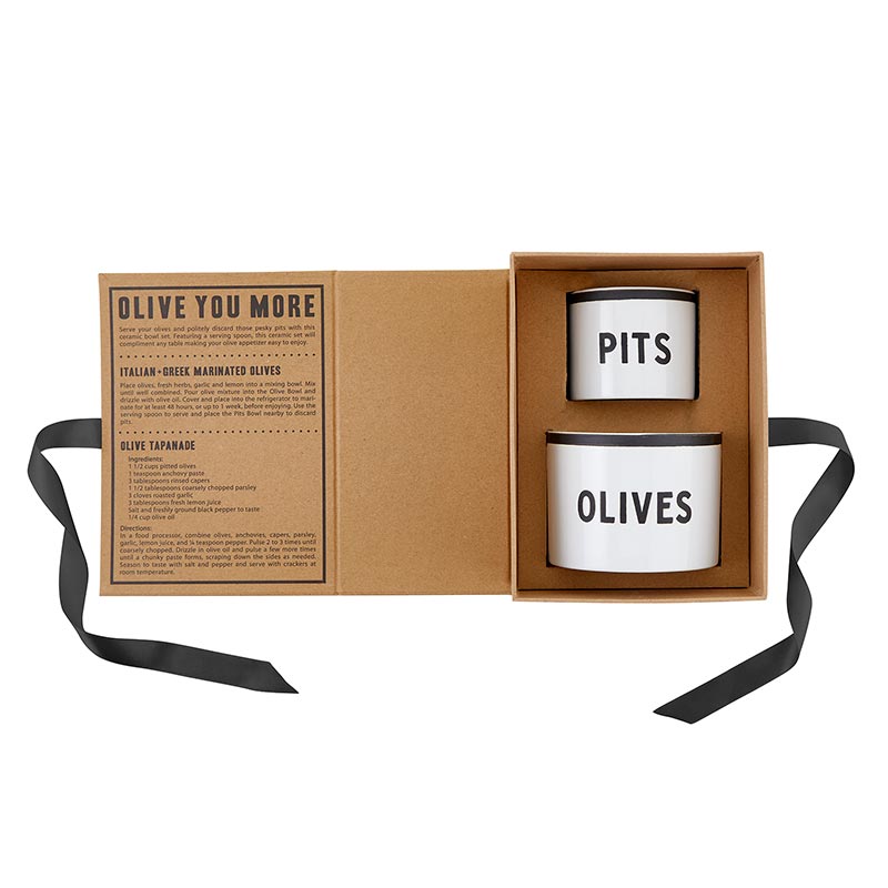 Cardboard Book Box - Olive + Pit Bowls