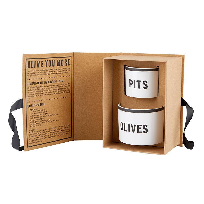 Cardboard Book Box - Olive + Pit Bowls